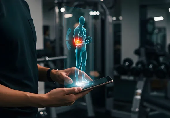 Fitness-hologram-display-Training-Weak-Points-off-a-tablet-in-the-gym